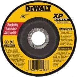 DeWALT - 24 Grit, 6" Wheel Diam, 3/32" Wheel Thickness, 7/8" Arbor Hole, Type 27 Depressed Center Wheel - Zirconia Alumina, Resinoid Bond, 10,100 Max RPM - Exact Industrial Supply