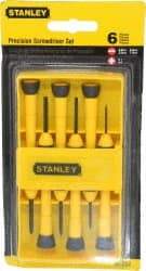 Stanley - 6 Piece Phillips & Slotted Screwdriver Set - Bit Sizes: Philips #0 - Exact Industrial Supply