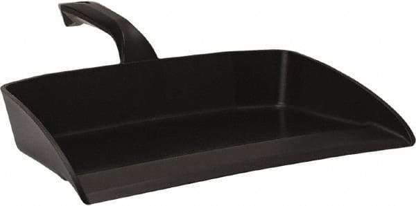 Vikan - 12-1/2" Wide Handheld Dustpan - Plastic Body, 4-1/2" Handle, Black - Exact Industrial Supply