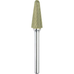 Made in USA - 19mm Cut Diam, 0.2362" Shank Diam, Cone Head Single Cut Burr - Carbide, 38mm LOC, 83mm OAL - Exact Industrial Supply