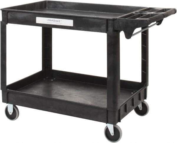 Value Collection - 500 Lb Capacity, 25-1/2" Wide x 46" Long x 33-1/4" High Shelf Cart - 2 Shelf, Plastic, 2 Rigid/2 Swivel Casters - Exact Industrial Supply