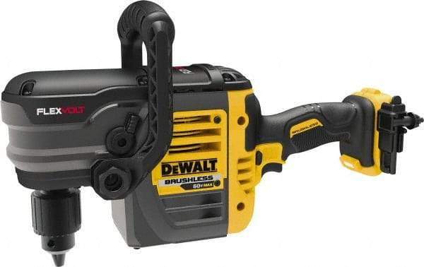 DeWALT - 60 Volt 1/2" Chuck Right Angle Handle Cordless Drill - 0-300 & 0-1200 RPM, Keyed Chuck, Lithium-Ion Batteries Not Included - Exact Industrial Supply