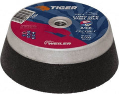 Weiler - 6" Diam, 5/8" Hole Size, 2" Overall Thickness, 16 Grit, Type 11 Tool & Cutter Grinding Wheel - Very Coarse Grade, Aluminum Oxide, R Hardness, Resinoid Bond, 6,000 RPM - Exact Industrial Supply