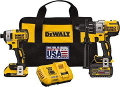 DeWALT - 20 Volt Cordless Tool Combination Kit - Includes 1/2" Brushless Hammerdrill & 1/4" Brushless Compact Impact Driver, Lithium-Ion Battery Included - Exact Industrial Supply
