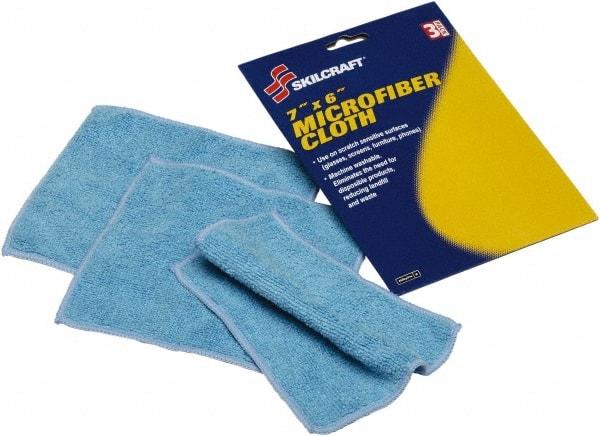 Ability One - Reusable Microfiber Wipes - 6" x 7" Sheet Size, Blue - Exact Industrial Supply