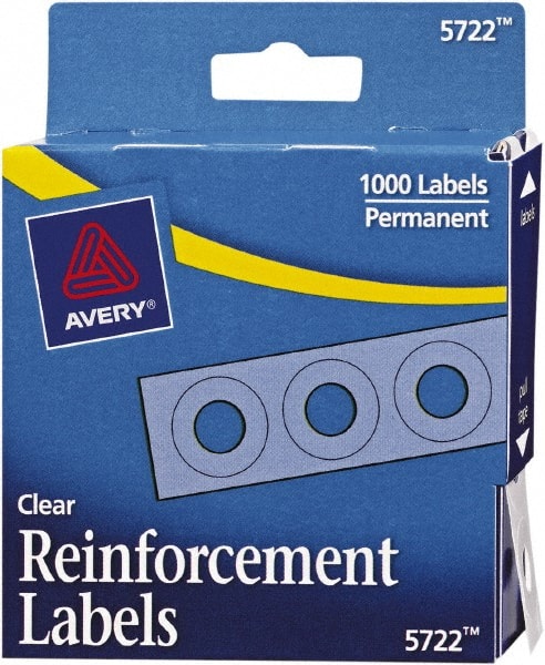 AVERY - 3" x 1/4" Clear Hole Reinforcements - Exact Industrial Supply