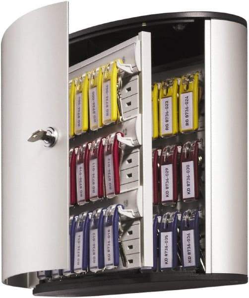 DURABLE - 36 Keys, Silver Key Storage Cabinet - 11-3/4" Wide x 4-5/8" Deep x 11" High - Exact Industrial Supply