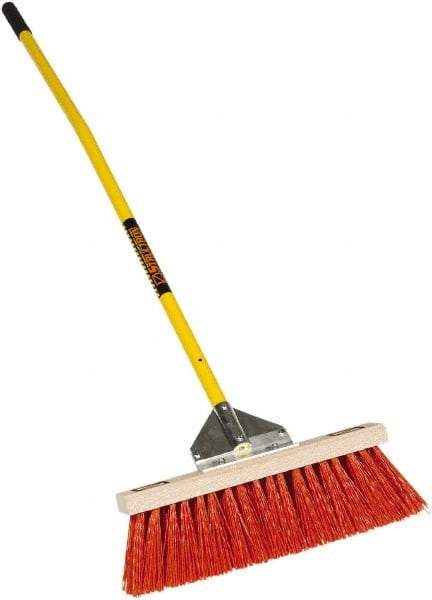 SEYMOUR-MIDWEST - 18" Rough Surface Polypropylene Push Broom - 5-1/2" Bristle Length, Wood Block, Bolt-On Handle Connection, Handle Included - Exact Industrial Supply