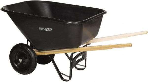 SEYMOUR-MIDWEST - 10 Cu Ft Capacity Wheelbarrow with 8" Pneumatic Wheel - Wood Handle, 59-3/4" Long x 35-1/4" Wide x 19-1/4" High, Black - Exact Industrial Supply