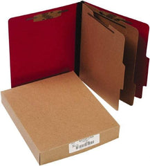 ACCO - 11 x 8 1/2", Letter Size, Executive Red, File Folders with Top Tab - Right of Center Tab Cut Location - Exact Industrial Supply