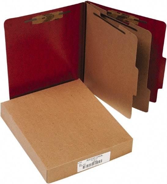 ACCO - 11 x 8 1/2", Letter Size, Red, File Folders with Top Tab - Right of Center Tab Cut Location - Exact Industrial Supply