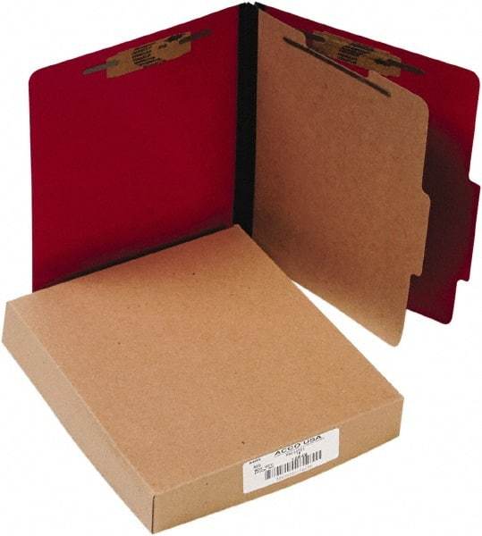 ACCO - 11 x 8 1/2", Letter Size, Executive Red, File Folders with Top Tab - Right of Center Tab Cut Location - Exact Industrial Supply