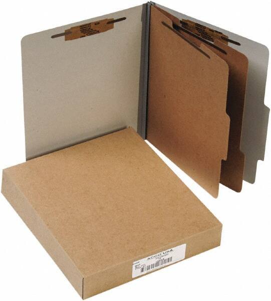 ACCO - 11 x 8 1/2", Letter Size, Gray, File Folders with Top Tab - Right of Center Tab Cut Location - Exact Industrial Supply