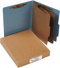 ACCO - 11 x 8 1/2", Letter Size, Sky Blue, File Folders with Top Tab - Right of Center Tab Cut Location - Exact Industrial Supply