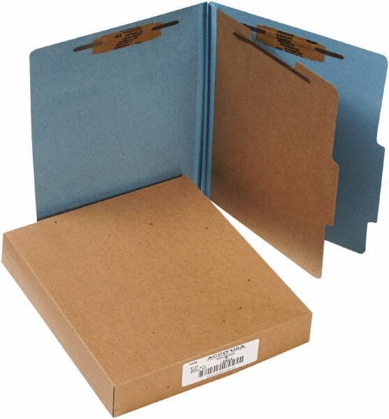 ACCO - 11 x 8 1/2", Letter Size, Sky Blue, File Folders with Top Tab - Right of Center Tab Cut Location - Exact Industrial Supply