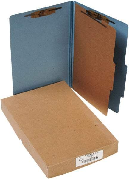 ACCO - 14 x 8 1/2", Legal, Sky Blue, File Folders with Top Tab - Right of Center Tab Cut Location - Exact Industrial Supply