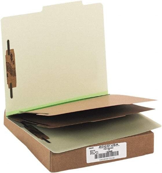 ACCO - 11 x 8 1/2", Letter Size, Leaf Green, File Folders with Top Tab - Right of Center Tab Cut Location - Exact Industrial Supply