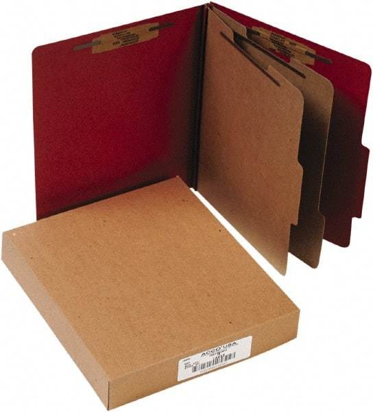 ACCO - 11 x 8 1/2", Letter Size, Earth Red, File Folders with Top Tab - Right of Center Tab Cut Location - Exact Industrial Supply