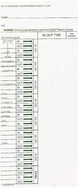 Acroprint Time Recorder - 1-3/4" High x 4-1/5" Wide Weekly Time Cards - White, Use with Acroprint ATR240, ATR360 - Exact Industrial Supply