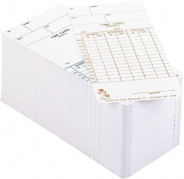 Acroprint Time Recorder - 3-2/5" High x 3-2/5" Wide Weekly/Bi-Weekly/Twice Monthly Time Cards - White, Use with Acroprint Model ATR120 - Exact Industrial Supply