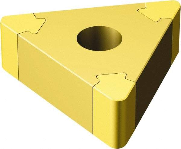 Sandvik Coromant - TNGA332 Grade 7015 Carbide Turning Insert - TiN Finish, 60° Triangle, 3/8" Inscr Circle, 3/16" Thick, 1/32" Corner Radius - Exact Industrial Supply