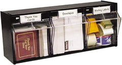 Deflect-o - 3 Compartment, 23-5/8 Inch Wide x 7-3/4 Inch Deep x 9-1/2 Inch High, Desk Top Organizer - Plastic, Black and Clear - Exact Industrial Supply