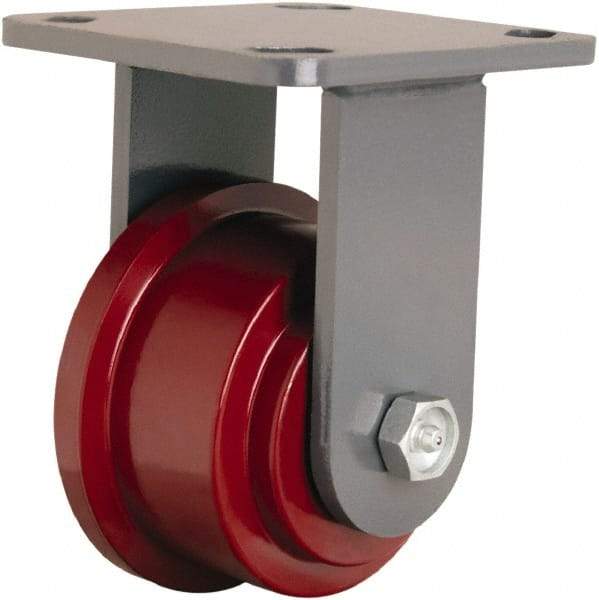 Hamilton - 3-1/2" Diam x 5-3/8" OAH Top Plate Mount Rigid Track - Iron, 1,400 Lb Capacity, Straight Roller Bearing, 4-1/2 x 6-1/2" Plate - Exact Industrial Supply