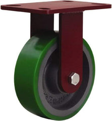 Hamilton - 6" Diam x 2" Wide x 7-3/4" OAH Top Plate Mount Rigid Caster - Polyurethane Mold onto Cast Iron Center, 1,200 Lb Capacity, Tapered Roller Bearing, 4-1/2 x 6-1/2" Plate - Exact Industrial Supply