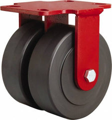 Hamilton - 6" Diam x 2" Wide x 7-3/4" OAH Top Plate Mount Rigid Caster - Nylon, 2,500 Lb Capacity, Sealed Precision Ball Bearing, 4-1/2 x 6-1/2" Plate - Exact Industrial Supply