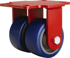 Hamilton - 4" Diam x 2" Wide x 5-5/8" OAH Top Plate Mount Rigid Caster - Polyurethane Mold onto Cast Iron Center, 1,200 Lb Capacity, Sealed Precision Ball Bearing, 4-1/2 x 6-1/2" Plate - Exact Industrial Supply