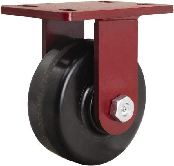 Hamilton - 6" Diam x 2-1/2" Wide x 7-1/2" OAH Top Plate Mount Rigid Caster - Phenolic, 1,800 Lb Capacity, Tapered Roller Bearing, 5 x 7" Plate - Exact Industrial Supply