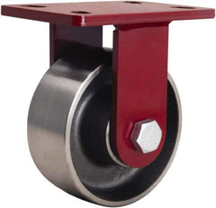 Hamilton - 6" Diam x 2-1/2" Wide x 7-1/2" OAH Top Plate Mount Rigid Caster - Forged Steel, 2,200 Lb Capacity, Tapered Roller Bearing, 5 x 7" Plate - Exact Industrial Supply
