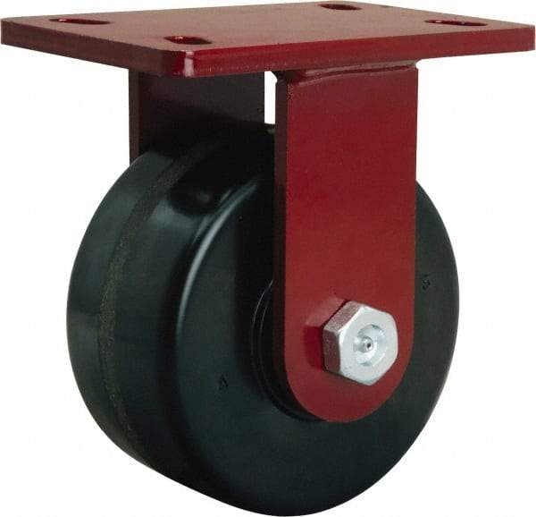 Hamilton - 6" Diam x 3" Wide x 7-1/2" OAH Top Plate Mount Rigid Caster - Phenolic, 2,000 Lb Capacity, Tapered Roller Bearing, 5 x 7" Plate - Exact Industrial Supply