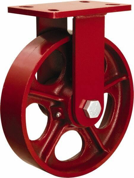 Hamilton - 10" Diam x 2-1/2" Wide x 11-1/2" OAH Top Plate Mount Rigid Caster - Cast Iron, 2,200 Lb Capacity, Tapered Roller Bearing, 5 x 7" Plate - Exact Industrial Supply