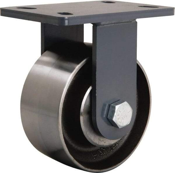 Hamilton - 6" Diam x 3" Wide x 7-3/4" OAH Top Plate Mount Rigid Caster - Forged Steel, 2,400 Lb Capacity, Sealed Precision Ball Bearing, 5 x 7" Plate - Exact Industrial Supply