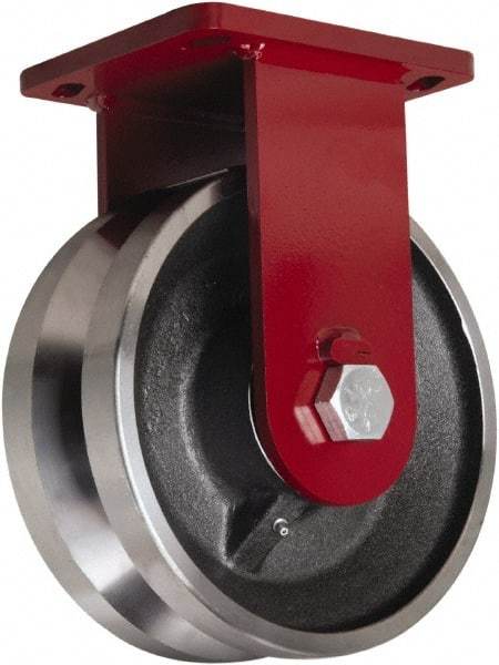 Hamilton - 10" Diam x 3" Wide, Iron Rigid Caster - 4,500 Lb Capacity, Top Plate Mount, 6-1/2" x 7-1/2" Plate, Tapered Roller Bearing - Exact Industrial Supply