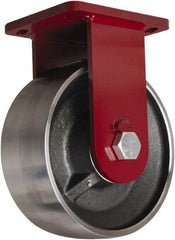 Hamilton - 10" Diam x 3" Wide x 12-1/2" OAH Top Plate Mount Rigid Caster - Forged Steel, 6,500 Lb Capacity, Tapered Roller Bearing, 6-1/2 x 7-1/2" Plate - Exact Industrial Supply