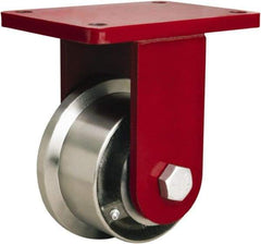 Hamilton - 5" Diam x 2-11/16" Wide x 8" OAH Top Plate Mount Rigid Caster - Iron, 4,300 Lb Capacity, Tapered Roller Bearing, 5-1/2 x 7-1/2" Plate - Exact Industrial Supply