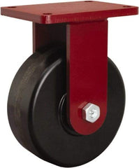 Hamilton - 8" Diam x 3" Wide x 10-1/2" OAH Top Plate Mount Rigid Caster - Phenolic, 3,000 Lb Capacity, Tapered Roller Bearing, 5-1/2 x 7-1/2" Plate - Exact Industrial Supply