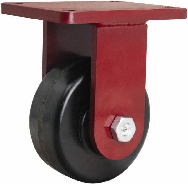 Hamilton - 6" Diam x 2-1/2" Wide x 8-1/2" OAH Top Plate Mount Rigid Caster - Phenolic, 1,800 Lb Capacity, Tapered Roller Bearing, 5-1/2 x 7-1/2" Plate - Exact Industrial Supply