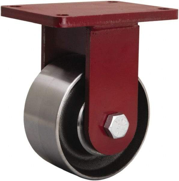 Hamilton - 6" Diam x 3" Wide x 8-1/2" OAH Top Plate Mount Rigid Caster - Forged Steel, 4,000 Lb Capacity, Sealed Precision Ball Bearing, 5-1/2 x 7-1/2" Plate - Exact Industrial Supply