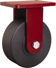 Hamilton - 8" Diam x 3" Wide x 10-1/8" OAH Top Plate Mount Rigid Caster - Nylon, 3,200 Lb Capacity, Sealed Precision Ball Bearing, 5 x 7" Plate - Exact Industrial Supply