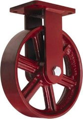 Hamilton - 12" Diam x 3" Wide x 14-1/2" OAH Top Plate Mount Rigid Caster - Cast Iron, 2,500 Lb Capacity, Tapered Roller Bearing, 5-1/2 x 7-1/2" Plate - Exact Industrial Supply