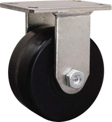 Hamilton - 6-1/8" Diam x 1-11/16" Wide x 8-1/16" OAH Top Plate Mount Rigid Caster - Iron, 2,000 Lb Capacity, Tapered Roller Bearing, 5-1/4 x 7-1/4" Plate - Exact Industrial Supply