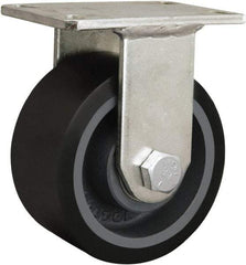 Hamilton - 8" Diam x 2-3/4" Wide, Iron Rigid Caster - 2,500 Lb Capacity, Top Plate Mount, 5-1/4" x 7-1/4" Plate, Tapered Roller Bearing - Exact Industrial Supply