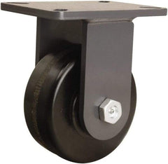 Hamilton - 6" Diam x 2-1/2" Wide x 8" OAH Top Plate Mount Rigid Caster - Phenolic, 1,800 Lb Capacity, Tapered Roller Bearing, 5-1/4 x 7-1/4" Plate - Exact Industrial Supply