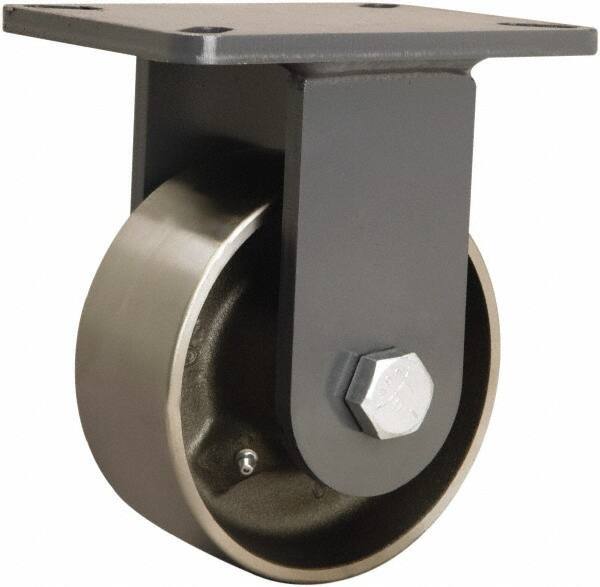 Hamilton - 6" Diam x 2-1/2" Wide x 8" OAH Top Plate Mount Rigid Caster - Forged Steel, 3,500 Lb Capacity, Tapered Roller Bearing, 5-1/4 x 7-1/4" Plate - Exact Industrial Supply