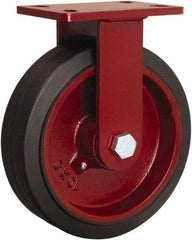 Hamilton - 10" Diam x 3" Wide x 11-1/2" OAH Top Plate Mount Swivel Caster - Rubber Mold on Cast Iron, 1,000 Lb Capacity, Tapered Roller Bearing, 4-1/2 x 6-1/2" Plate - Exact Industrial Supply