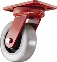 Hamilton - 6" Diam x 2" Wide x 7-3/4" OAH Top Plate Mount Swivel Caster - Polyurethane, 1,620 Lb Capacity, Sealed Precision Ball Bearing, 4-1/2 x 6-1/2" Plate - Exact Industrial Supply