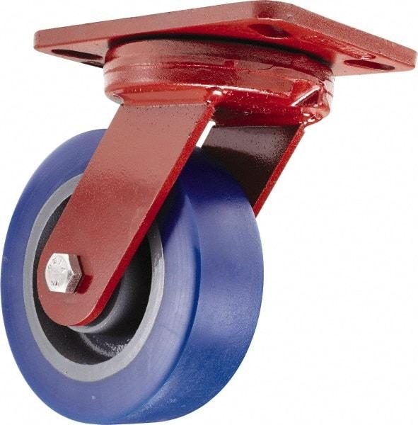 Hamilton - 6" Diam x 2" Wide x 7-3/4" OAH Top Plate Mount Swivel Caster - Polyurethane, 1,300 Lb Capacity, Sealed Precision Ball Bearing, 4-1/2 x 6-1/2" Plate - Exact Industrial Supply